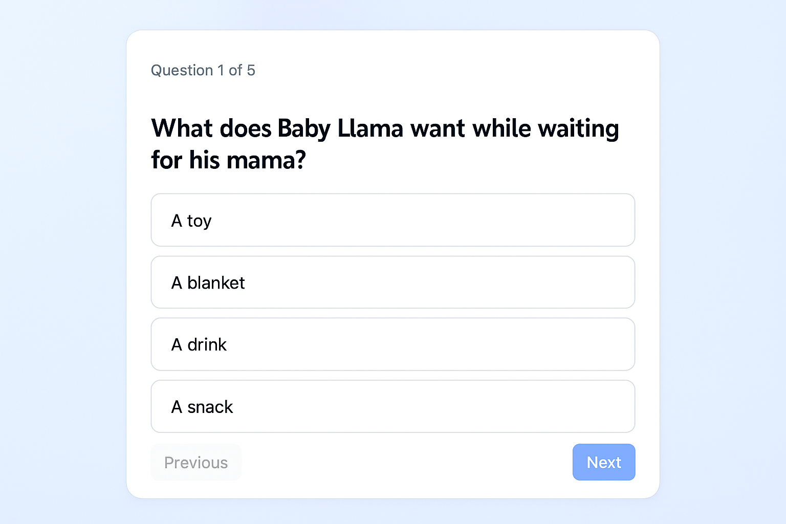 Quiz question example